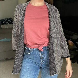 Peruvian Connection Gray & Black Sweater Cardigan M/L